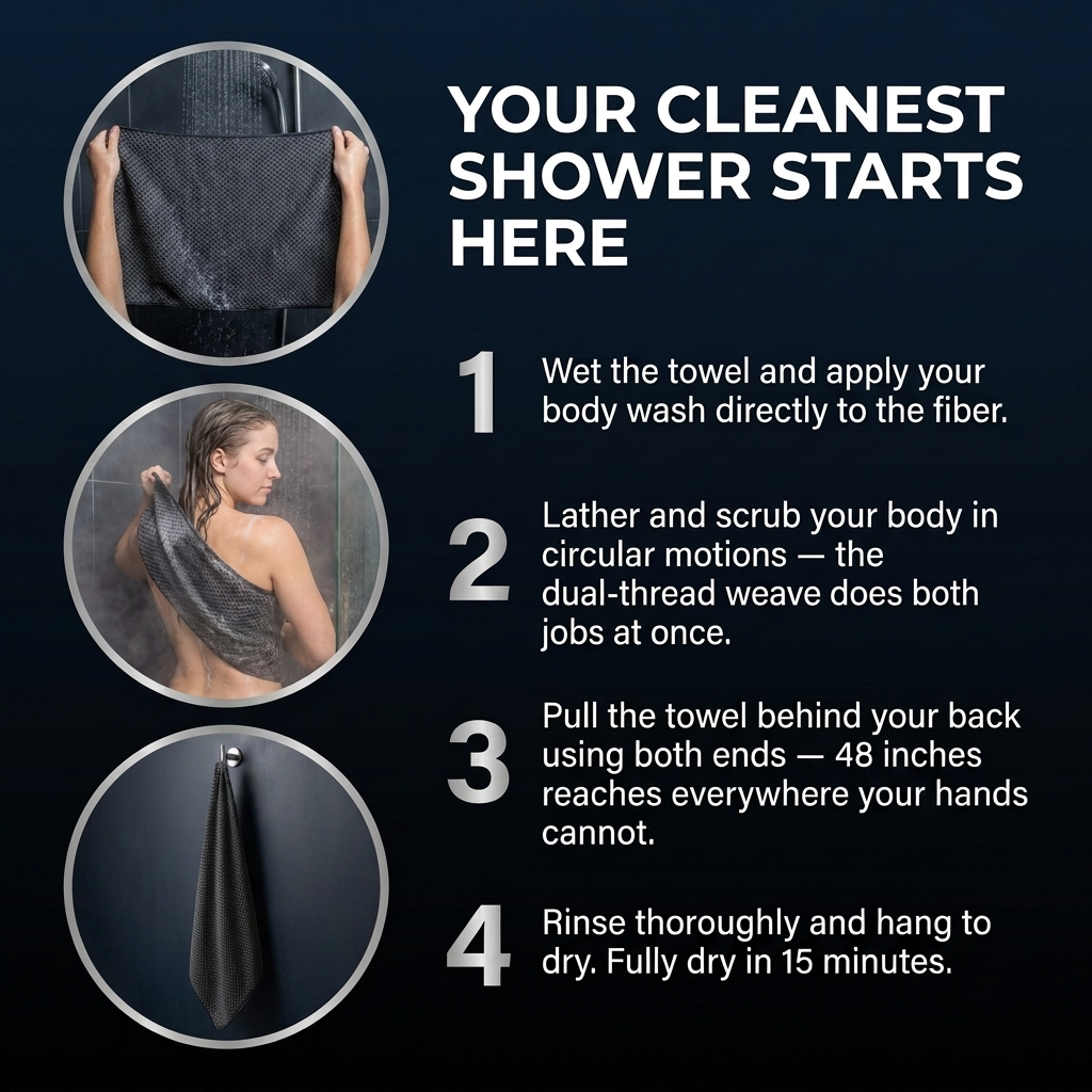 Nuorify Exfoliating Antibacterial Shower Towel
