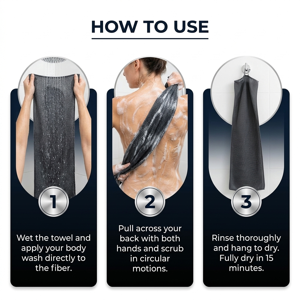Nuorify Exfoliating Antibacterial Shower Towel